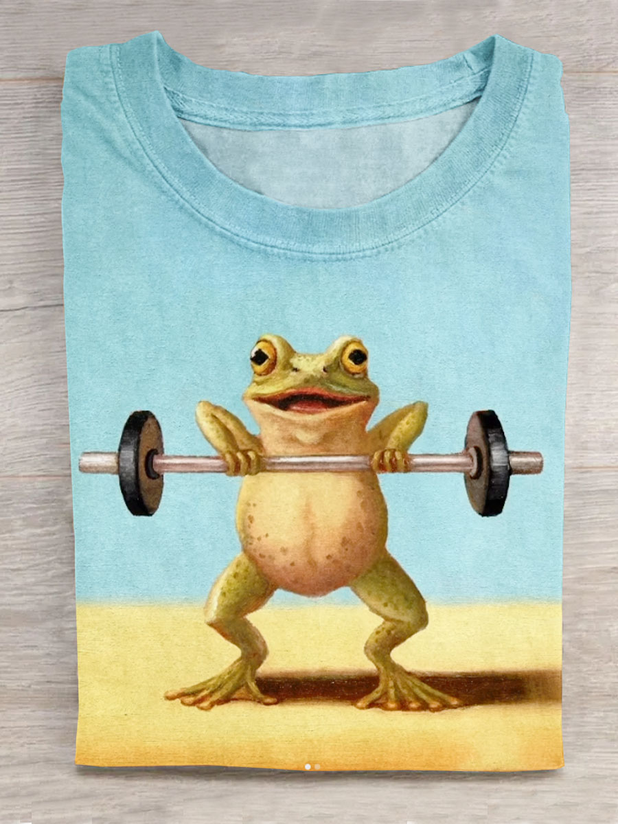 Fitness Frog Print Short Sleeves