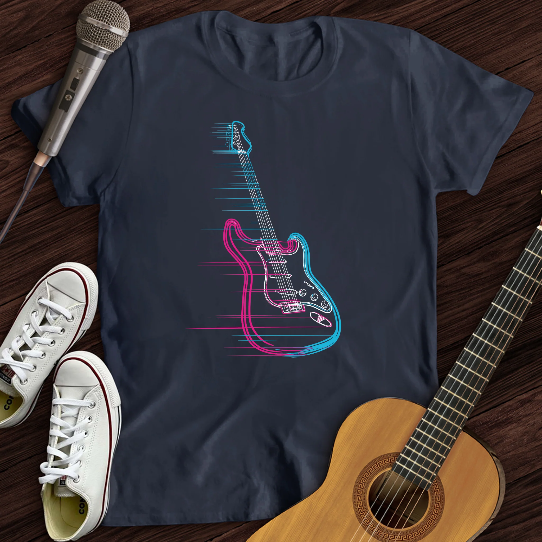 Synthwave Neon Guitar T-Shirt