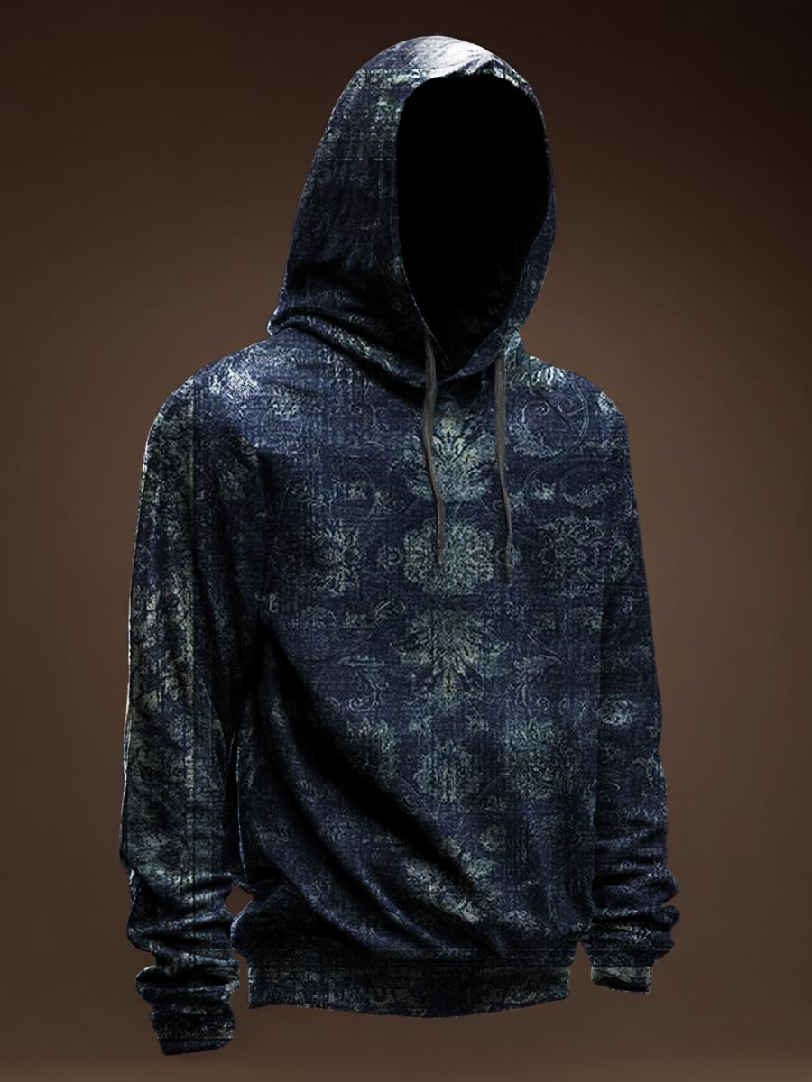 Vintage Floral Prints Casual Hoodie Sweatshirt