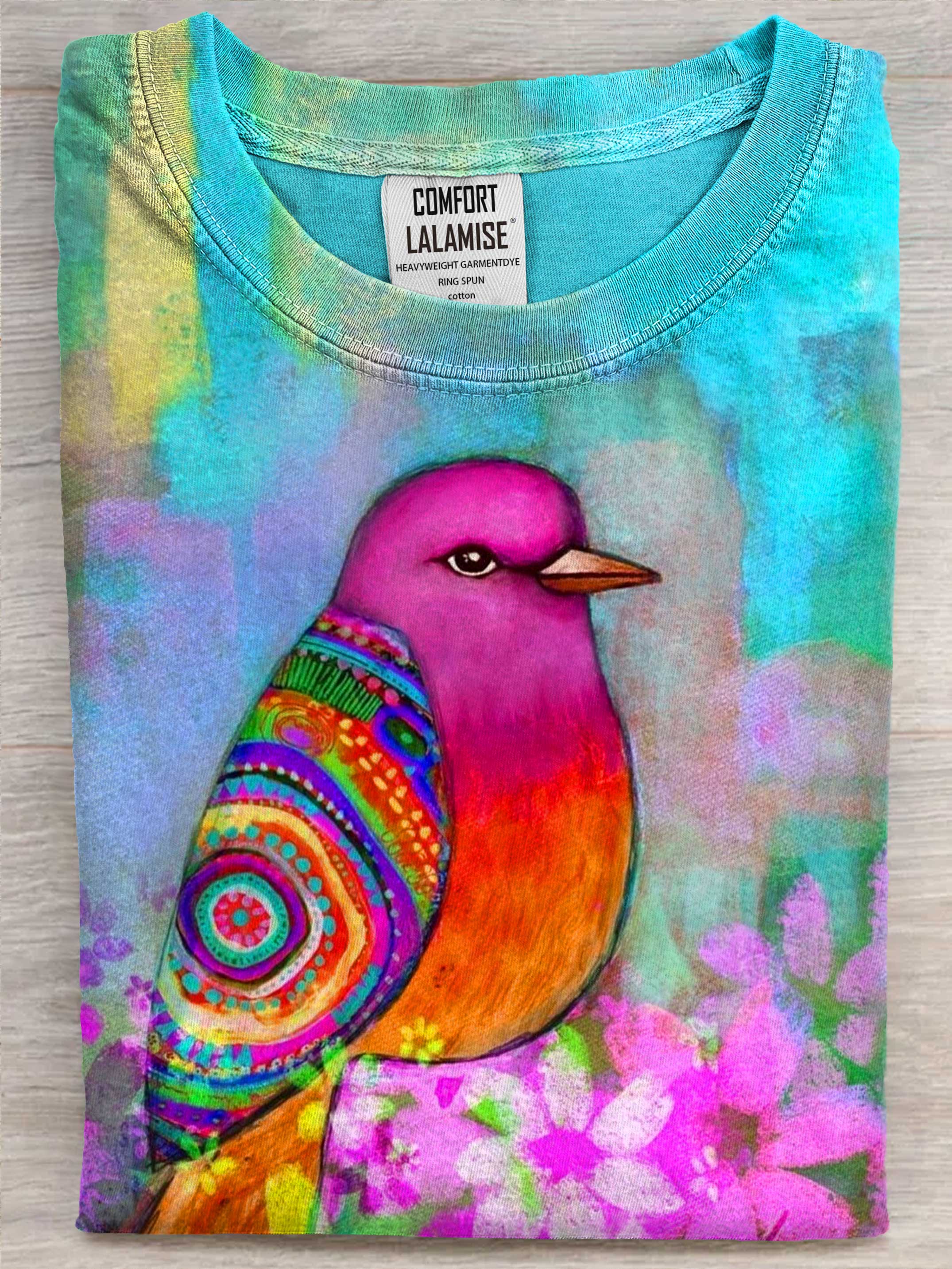 Bird Art Casual Cotton Short Sleeve T-shirt