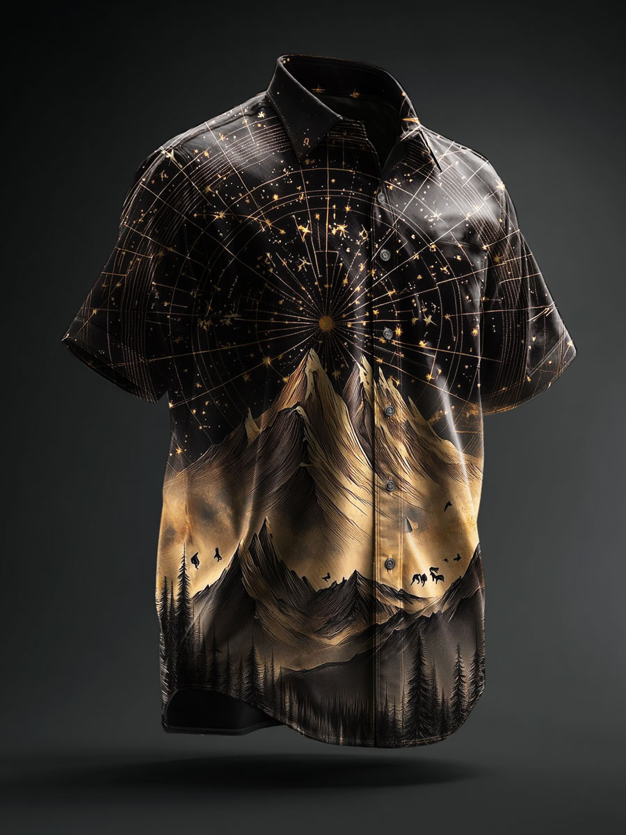 Vintage Art Print Casual 100% Cotton Shirt