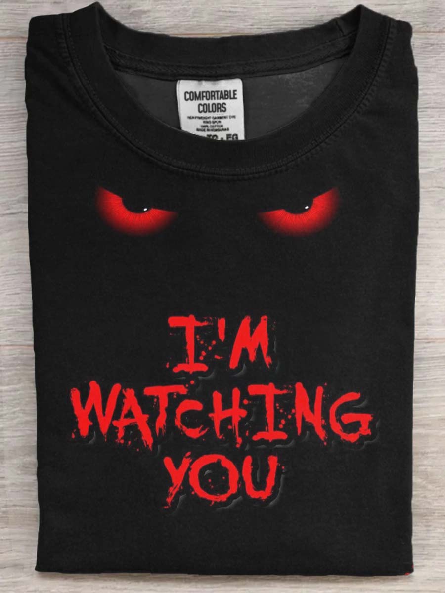 Halloween Red Eye Print Casual Short Sleeve T-Shirt