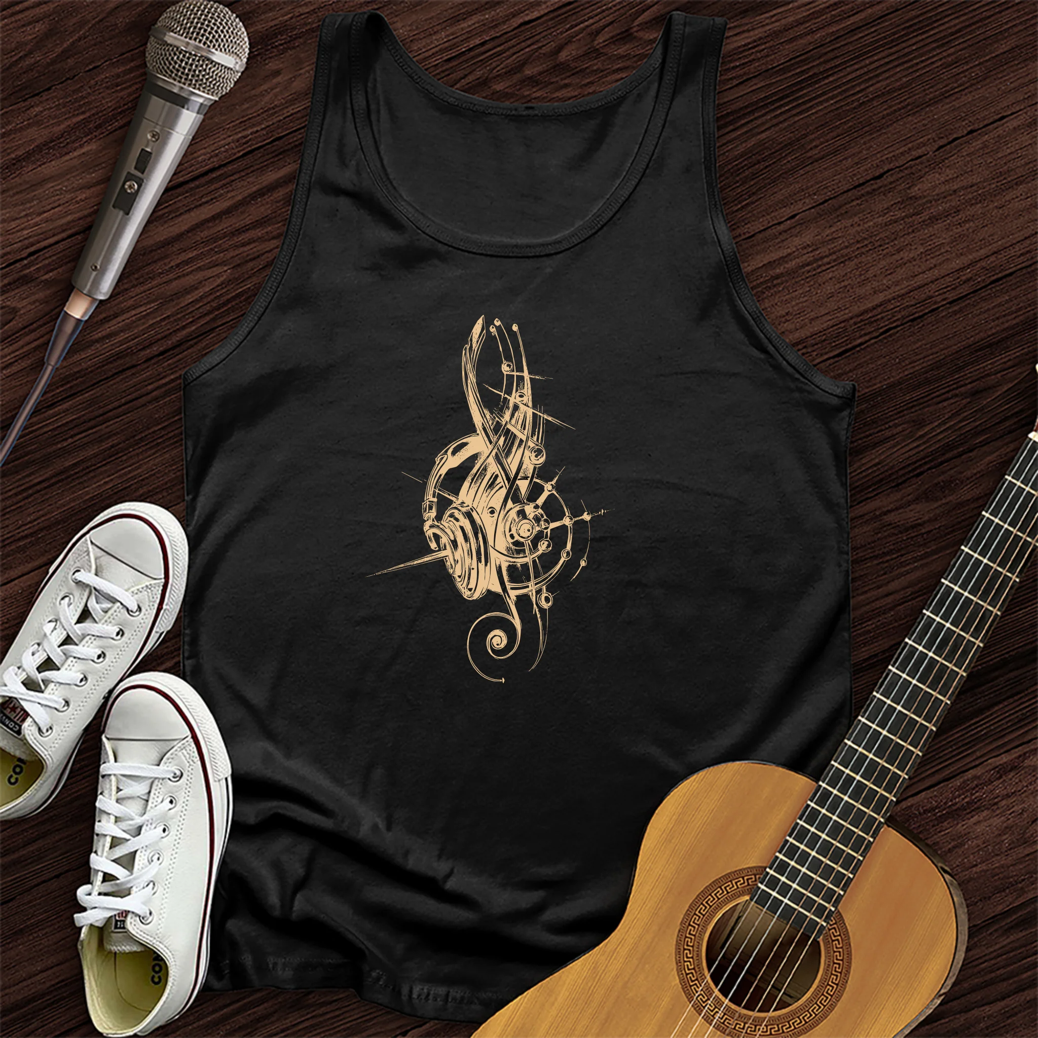 Treble Clef Headphones Unisex Tank Top