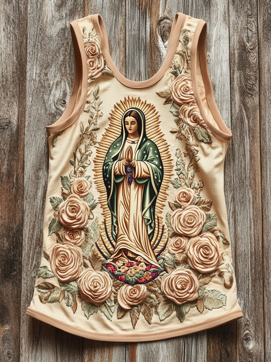 Vintage Virgin Mary Print Tank Top