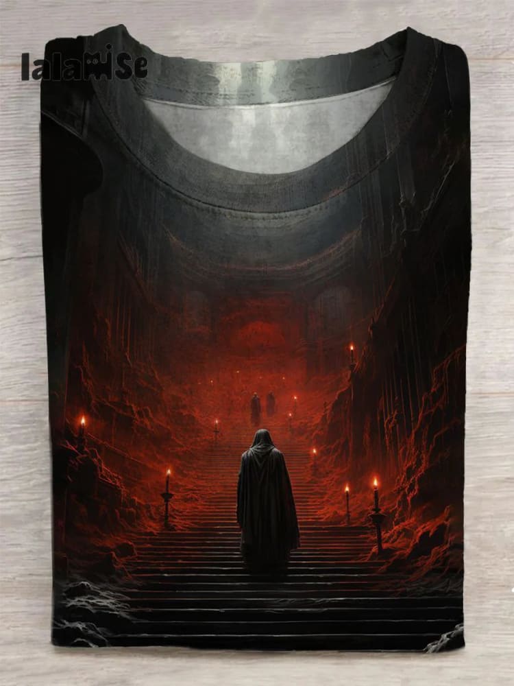 Retro Dark Art Print Casual T-shirt