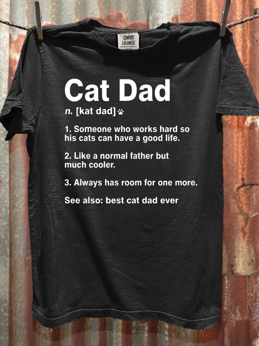 Cats Dad Art Print Casaul Short Sleeve T-shirt