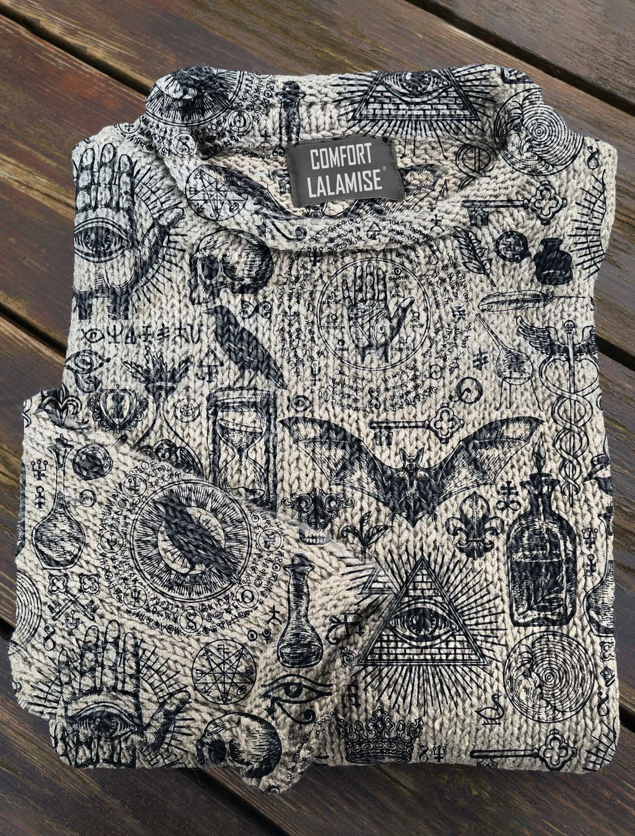 Halloween Black Magic Art Print Casual Pullover Sweater