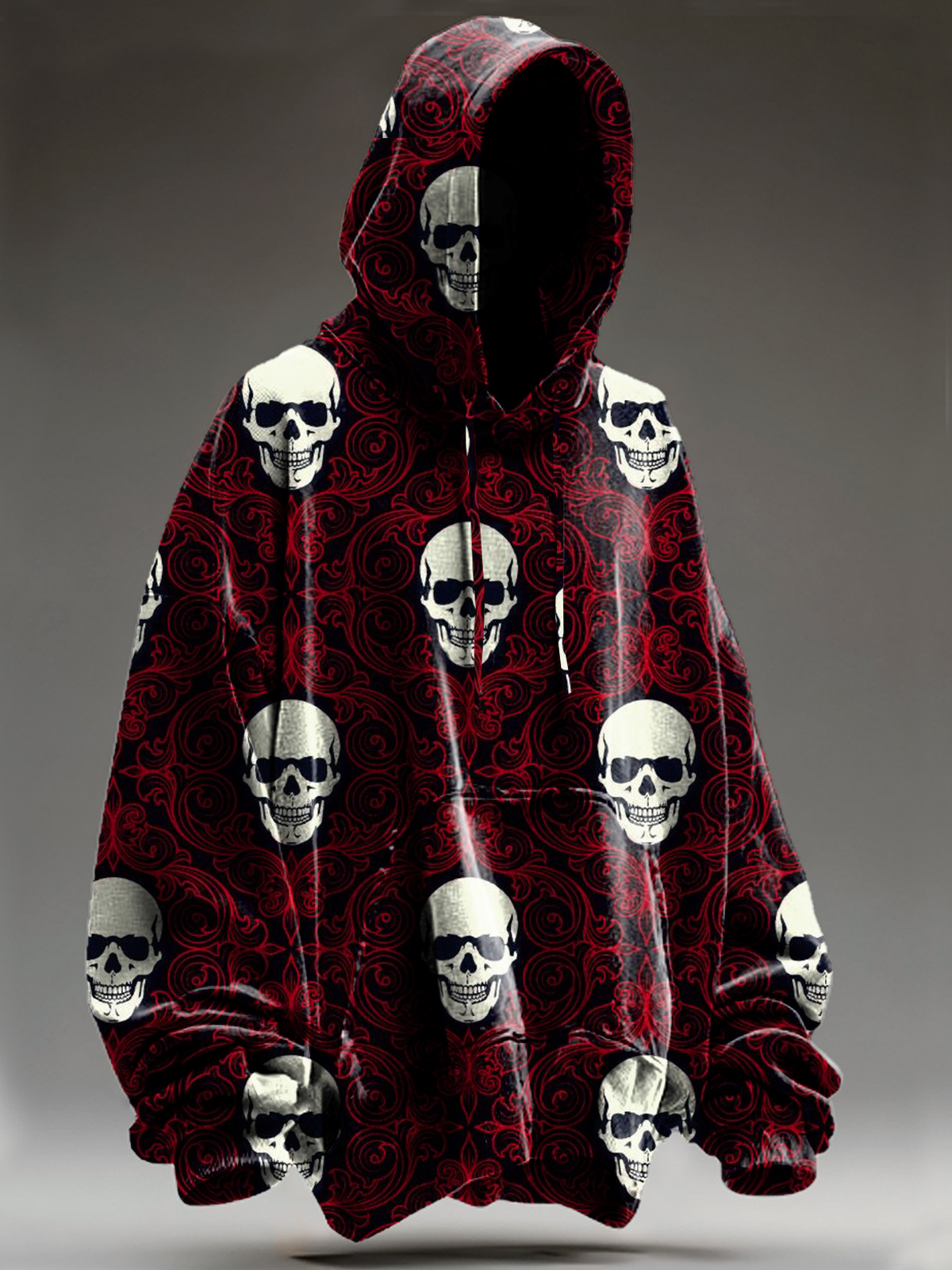 Unisex Vintage Abstract  Fantasy Dark Skull Art Print Casual Sweatshirt