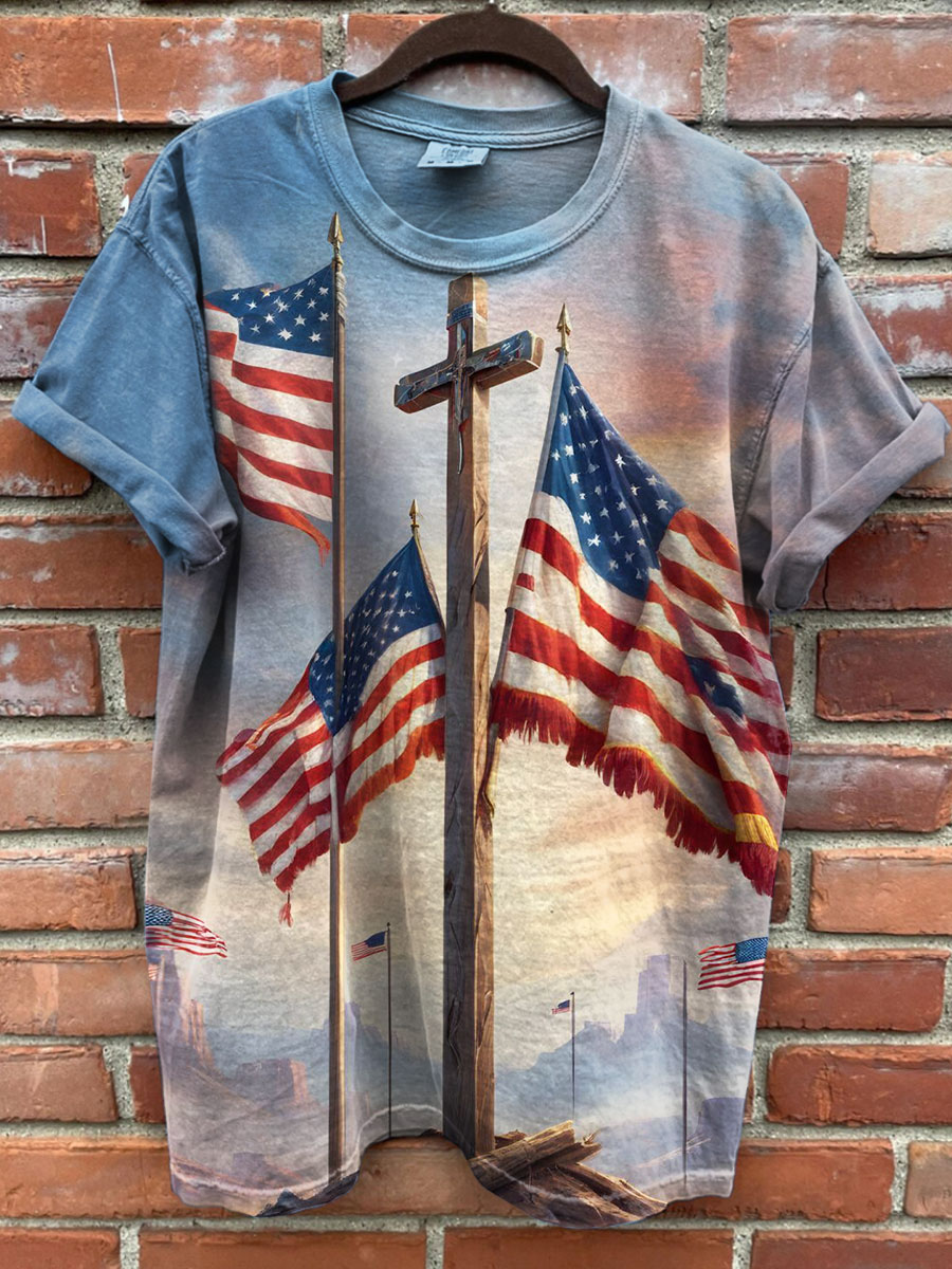 American Flag Prints Casual T-shirt