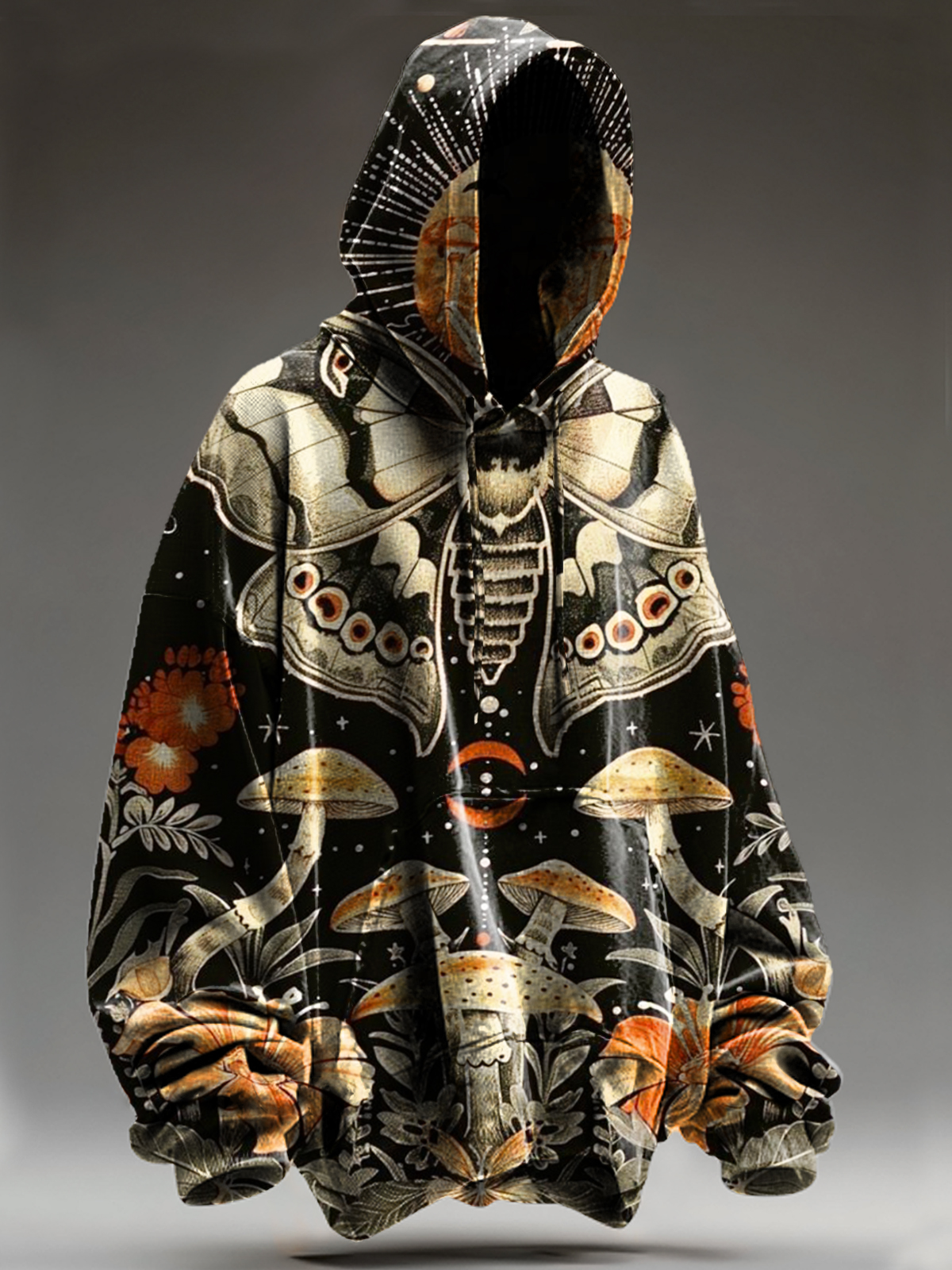 Unisex Vintage Abstract Fantasy Butterfly Mushroom Art Print Casual Sweatshirt