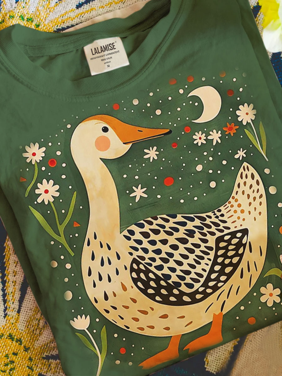 Cute Duck Print Casual T-shirt