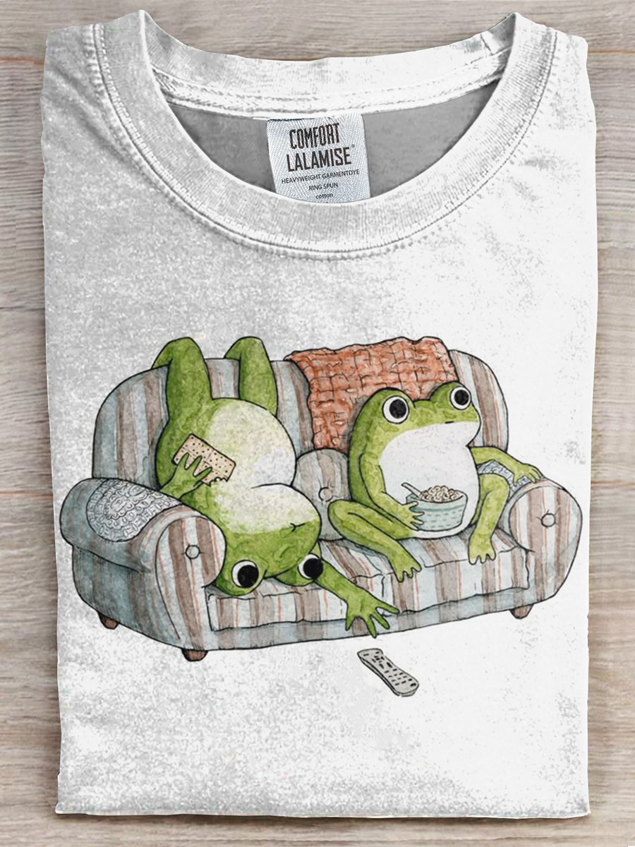 Funny Frog Print Casual T-shirt