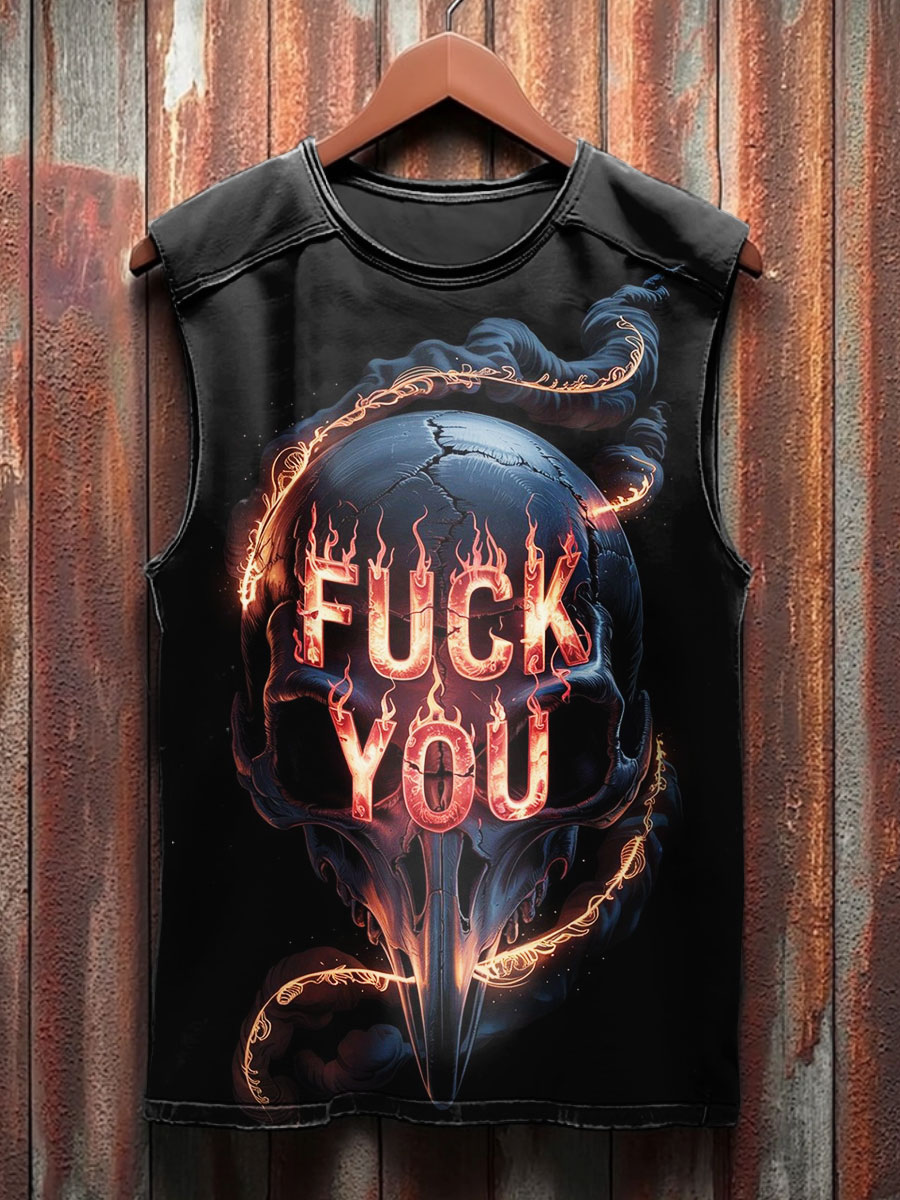 Fuck You Print 100% Cotton Casual Tank Top