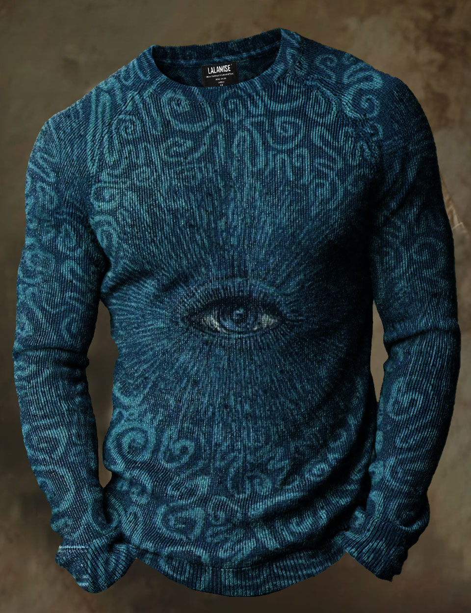 Mysterious Art Print Causal Long Sleeve Cozy Knit Pullover Sweater