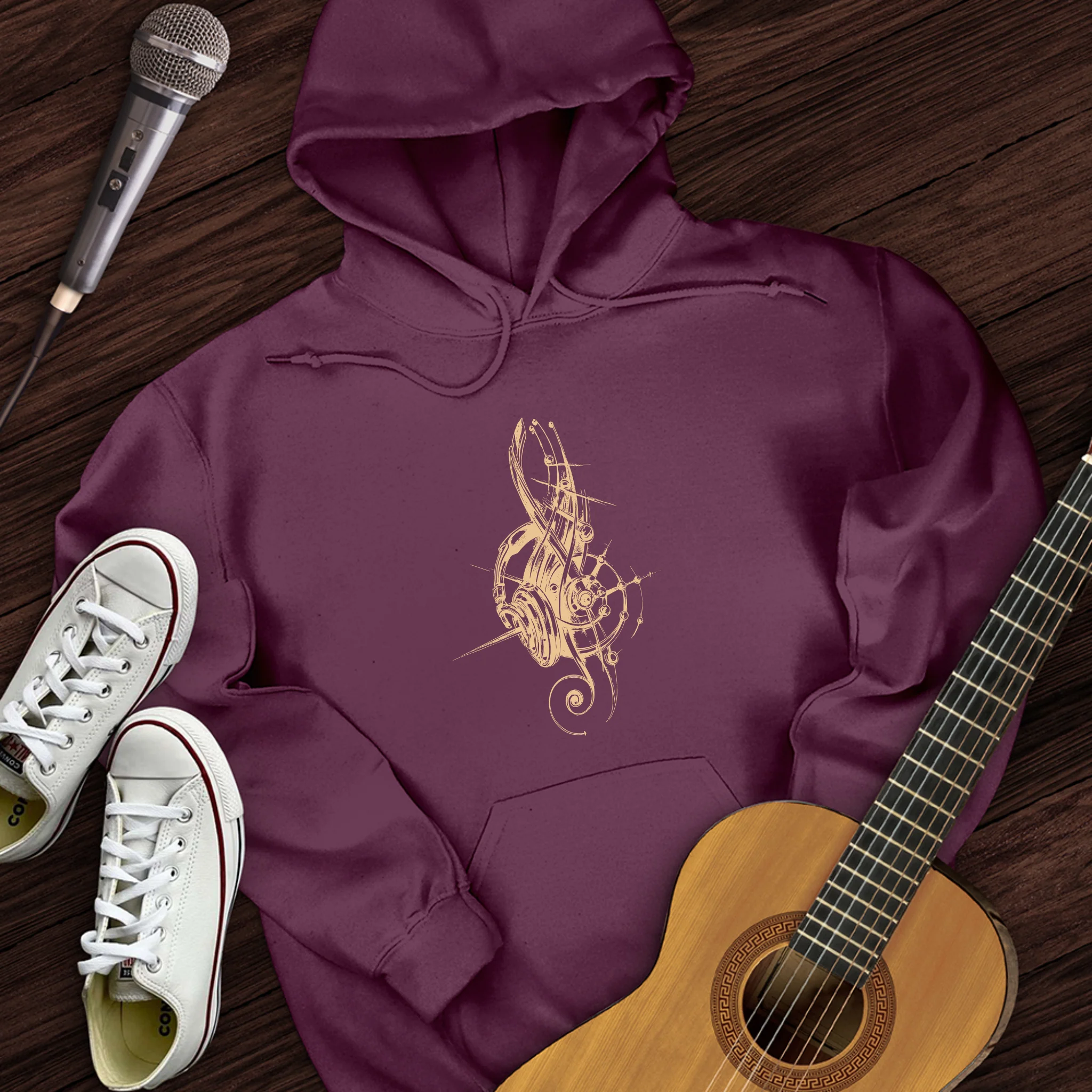 Treble Clef Headphones Hoodie