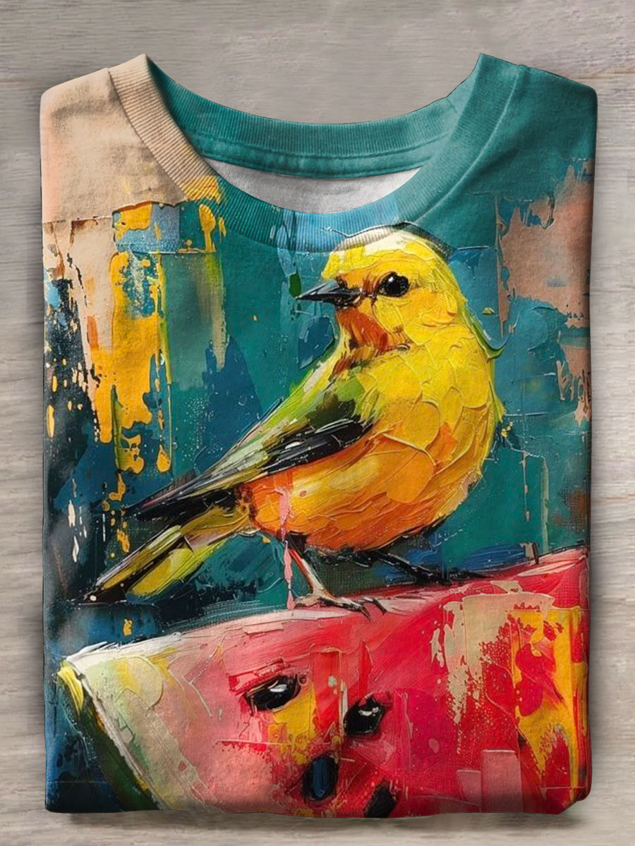 Bird Art Print Casual T-shirt