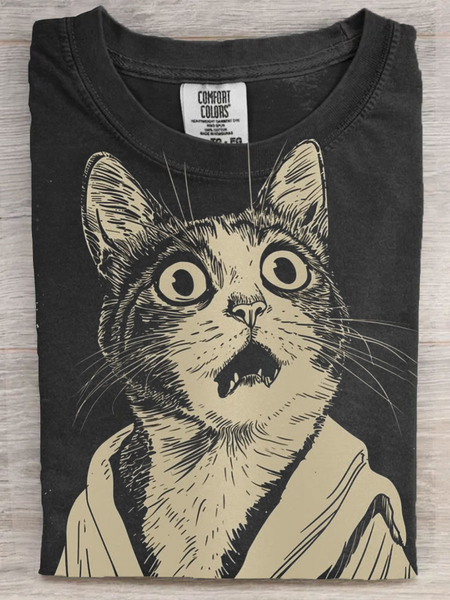 OMG Funny Cat Art Casaul Short Sleeve T-shirt