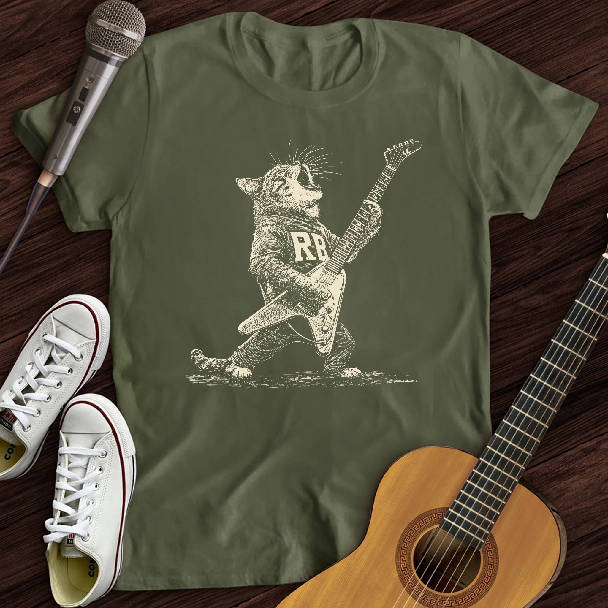Engraved Rockstar Cat T-Shirt