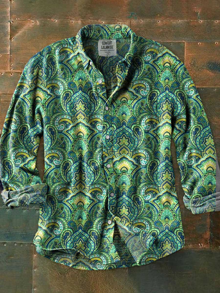 Vintage Art Print 100% Cotton Long Sleeve Shirt