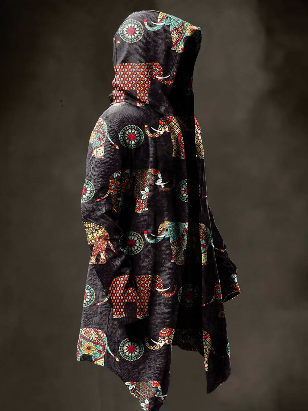 Elephant Vintage Abstract  Art Prints Casual Hoodie Jacket