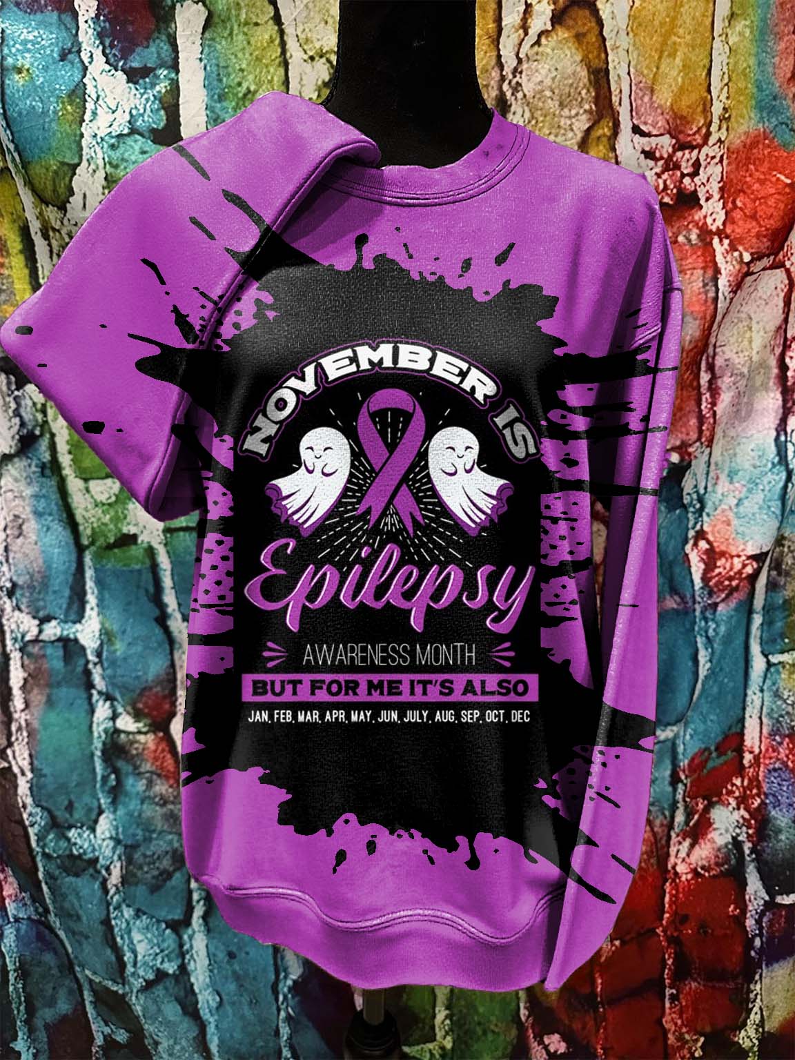 November Is Epilepsy Awareness Month Splash Art Print Casual Sweatshirt