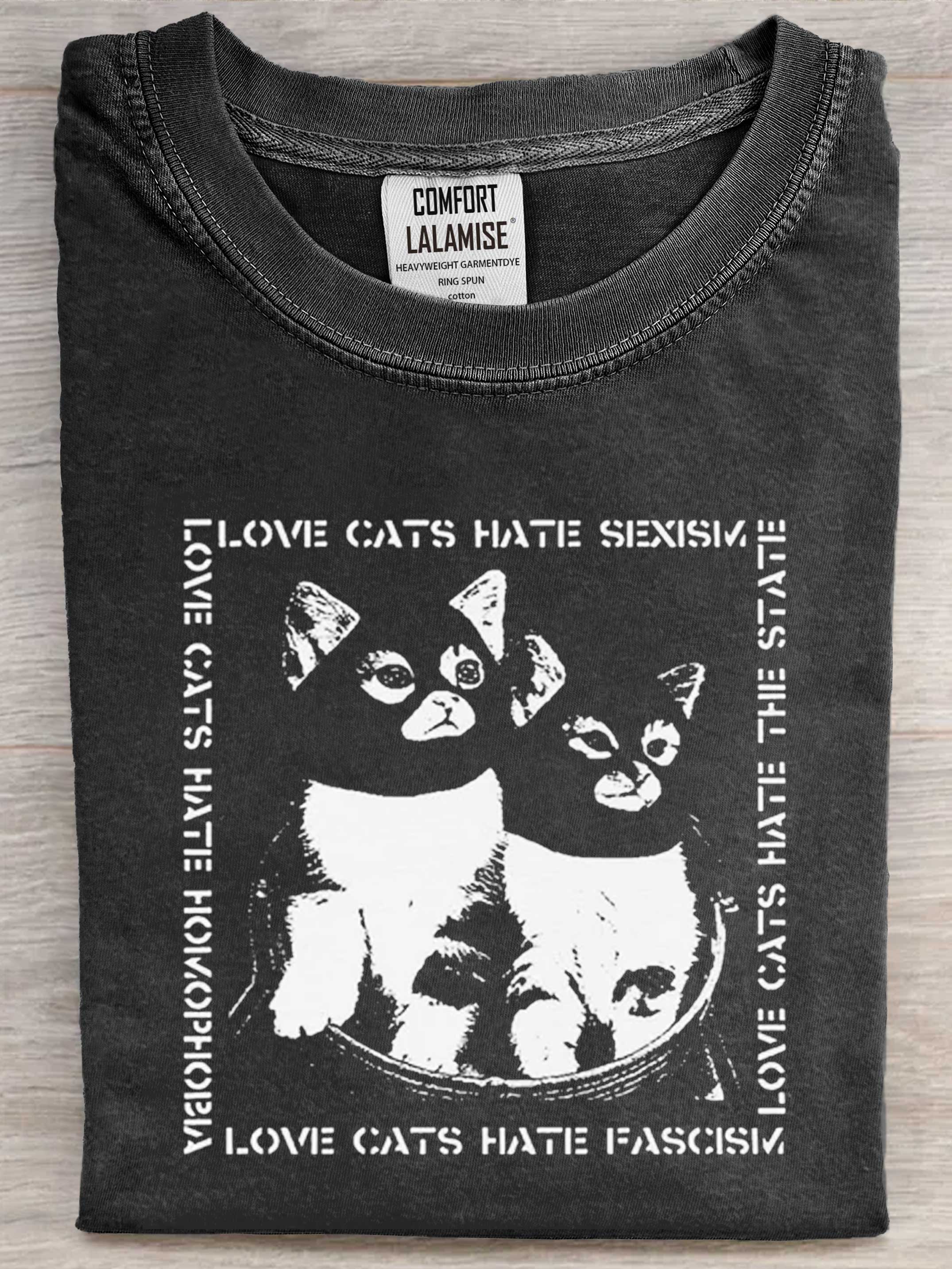 Love Cats Art Print Casaul Short Sleeve T-shirt