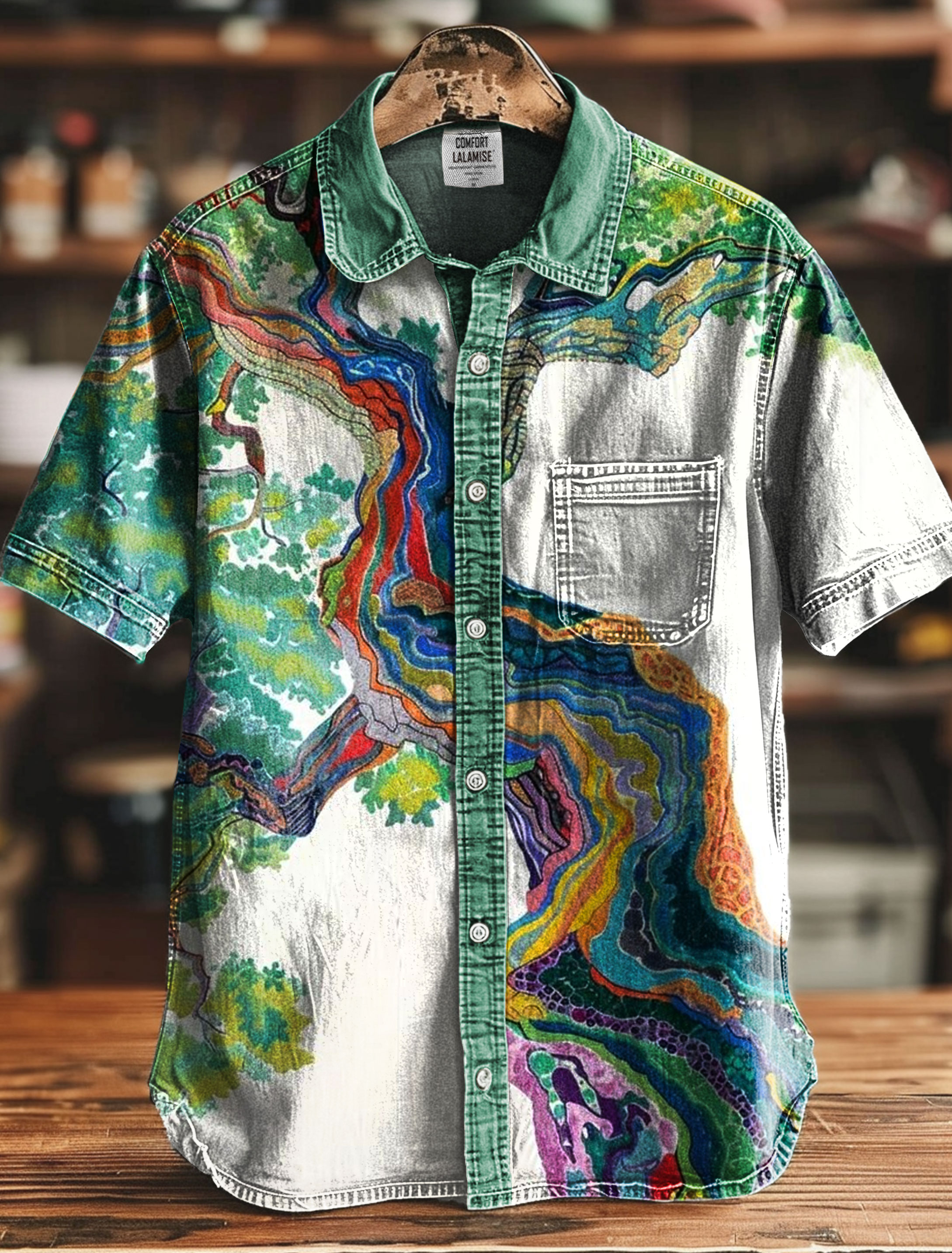 Look Up to the Tree Art Print Casual 100% Cotton Shirt