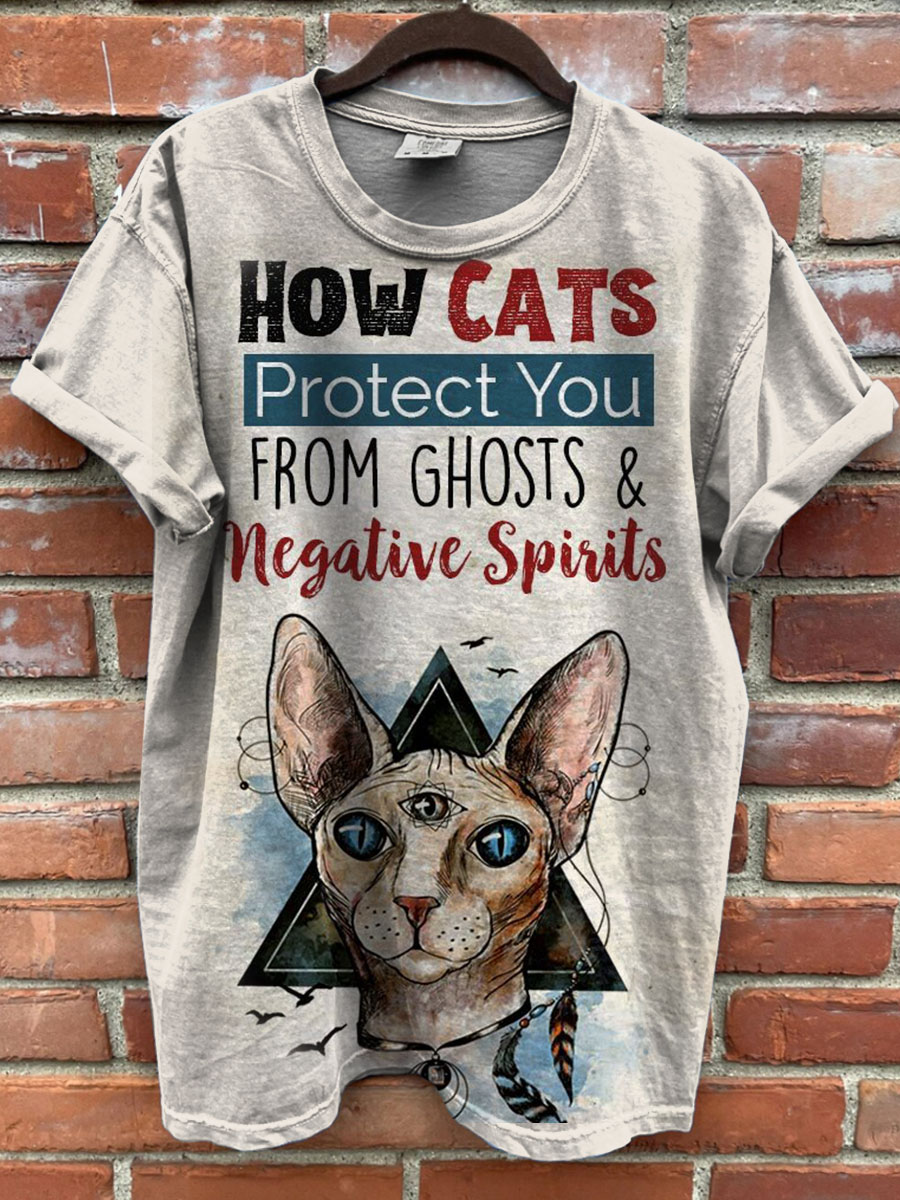 Funny Cat PrintT-shirt