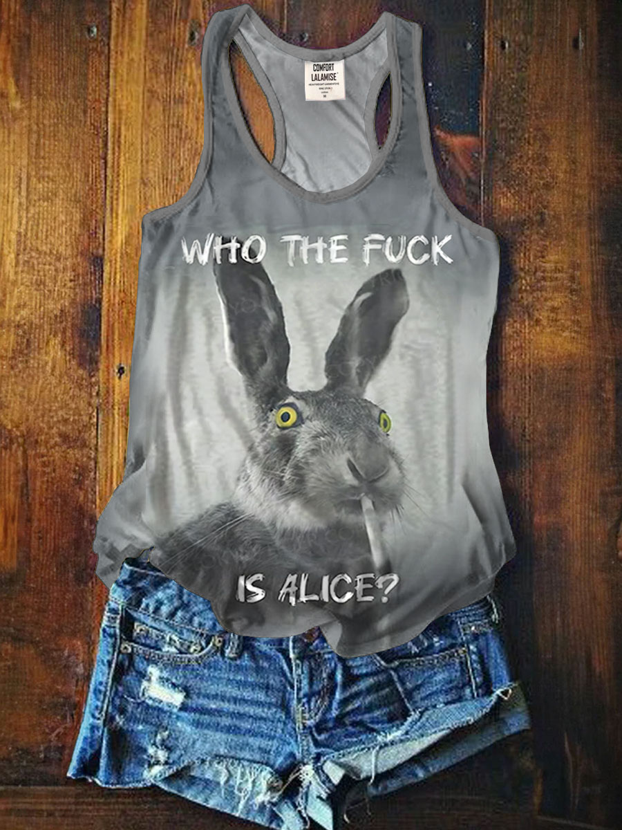 Who The Fuck Bunny Art Print Tank Top