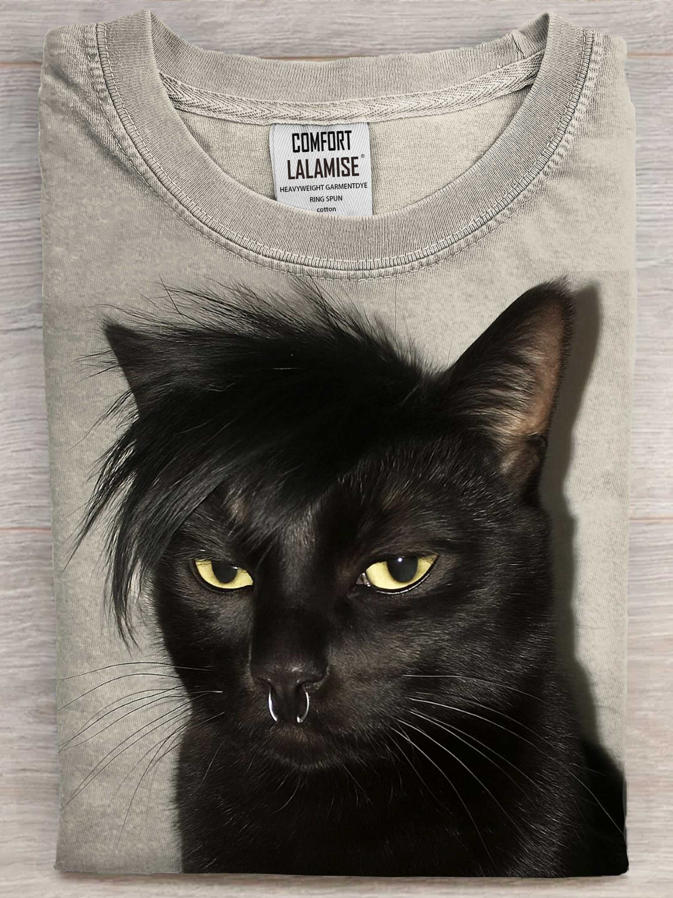 Funny Cat Art Print Cotton Casaul Short Sleeve T-shirt