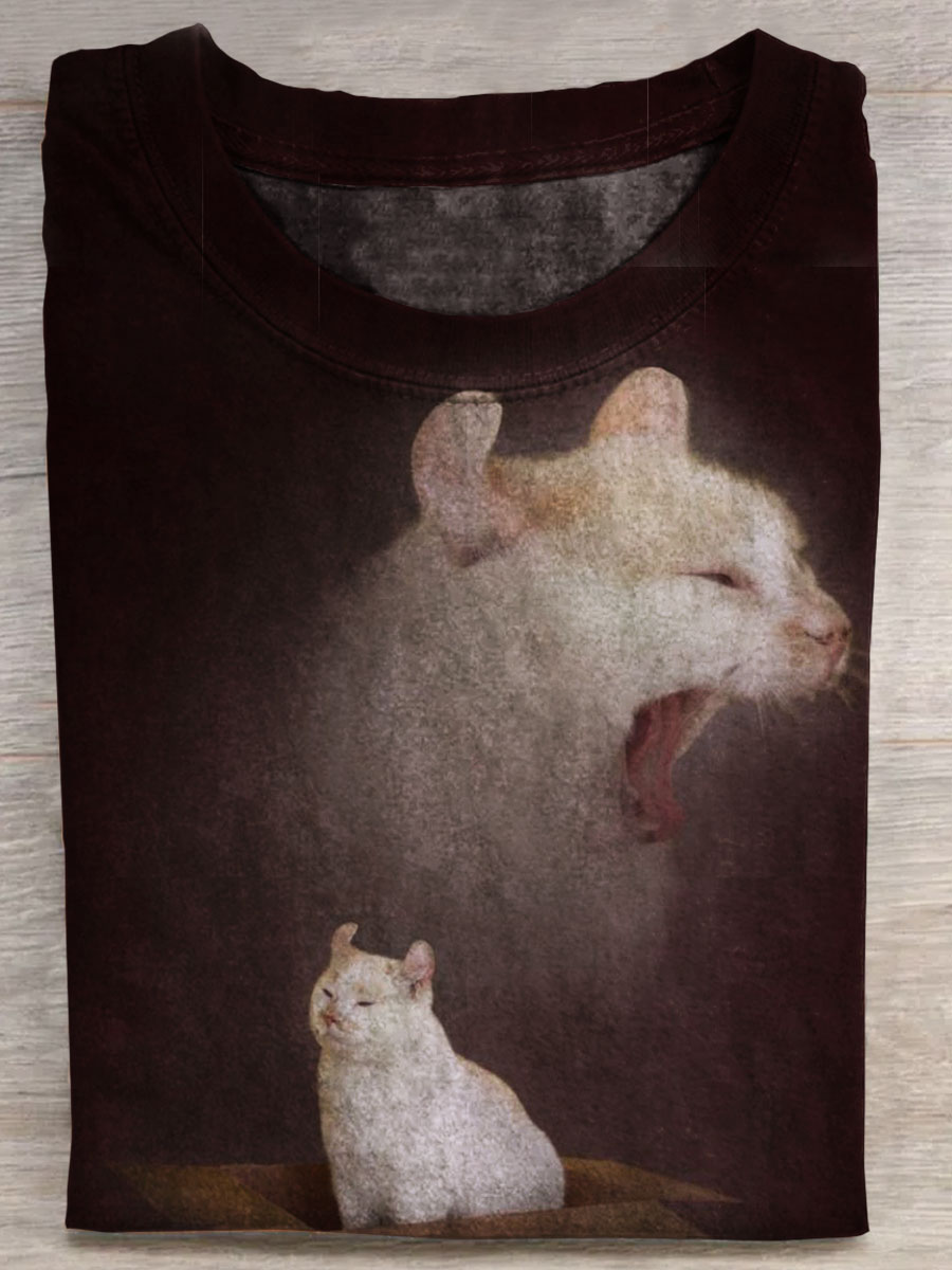 Funny Cat Print Casual T-shirt