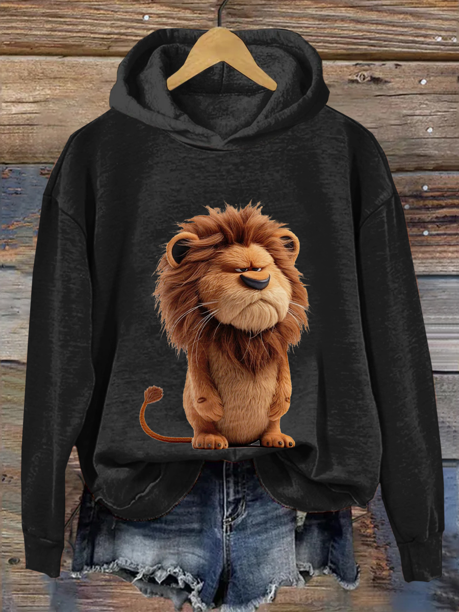 Fun Lion Art Print Hooded Sweatshirt
