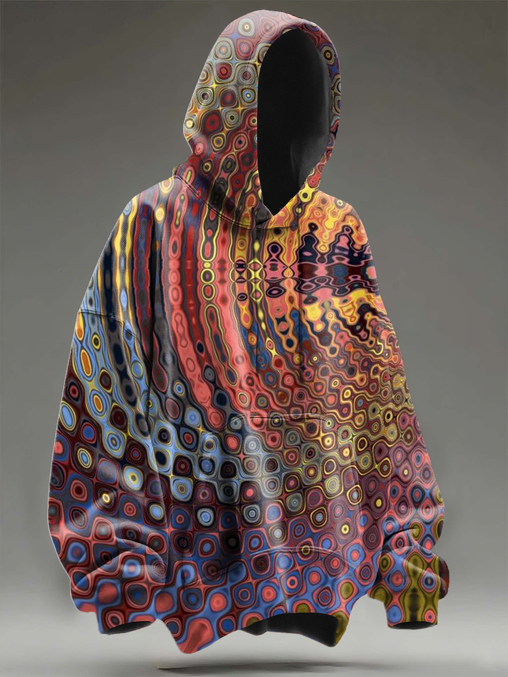 Vintage Colorful Ripple Abstract Art Casual Hoodie Sweatshirt