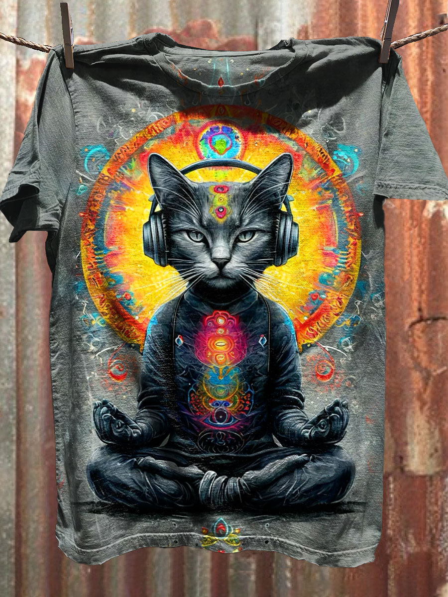 Cat Fancy Art Print Casaul Short Sleeve T-shirt