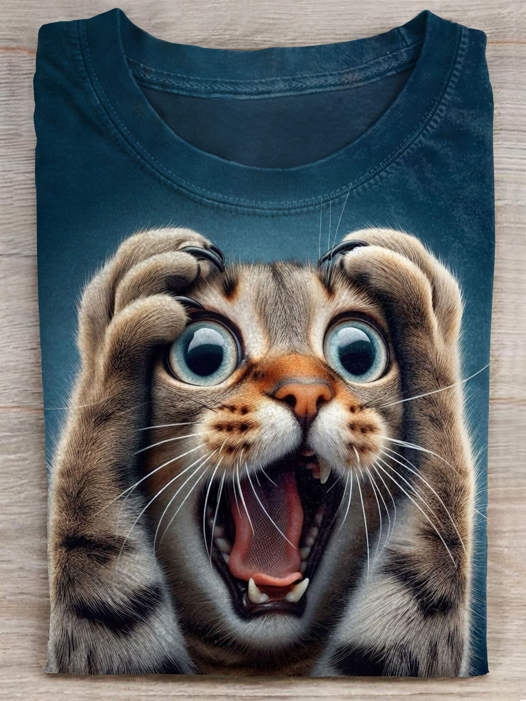 OMG Funny Cat Art Print Casual Short Sleeve T-Shirt