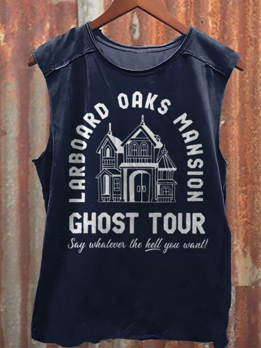 Vintage Print 100% Cotton Casual Tank Top