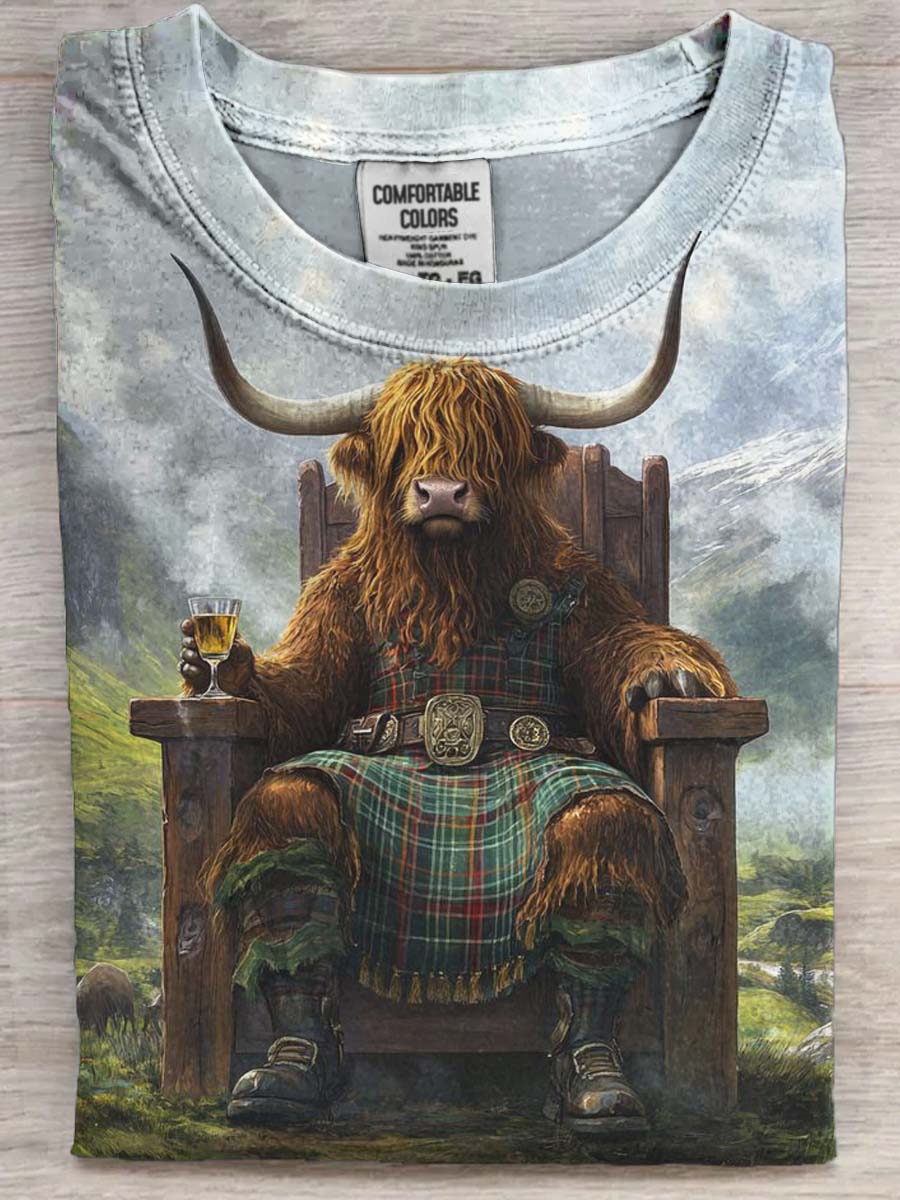 Highland Cow Printed Casual Short Sleeve T-Shirt