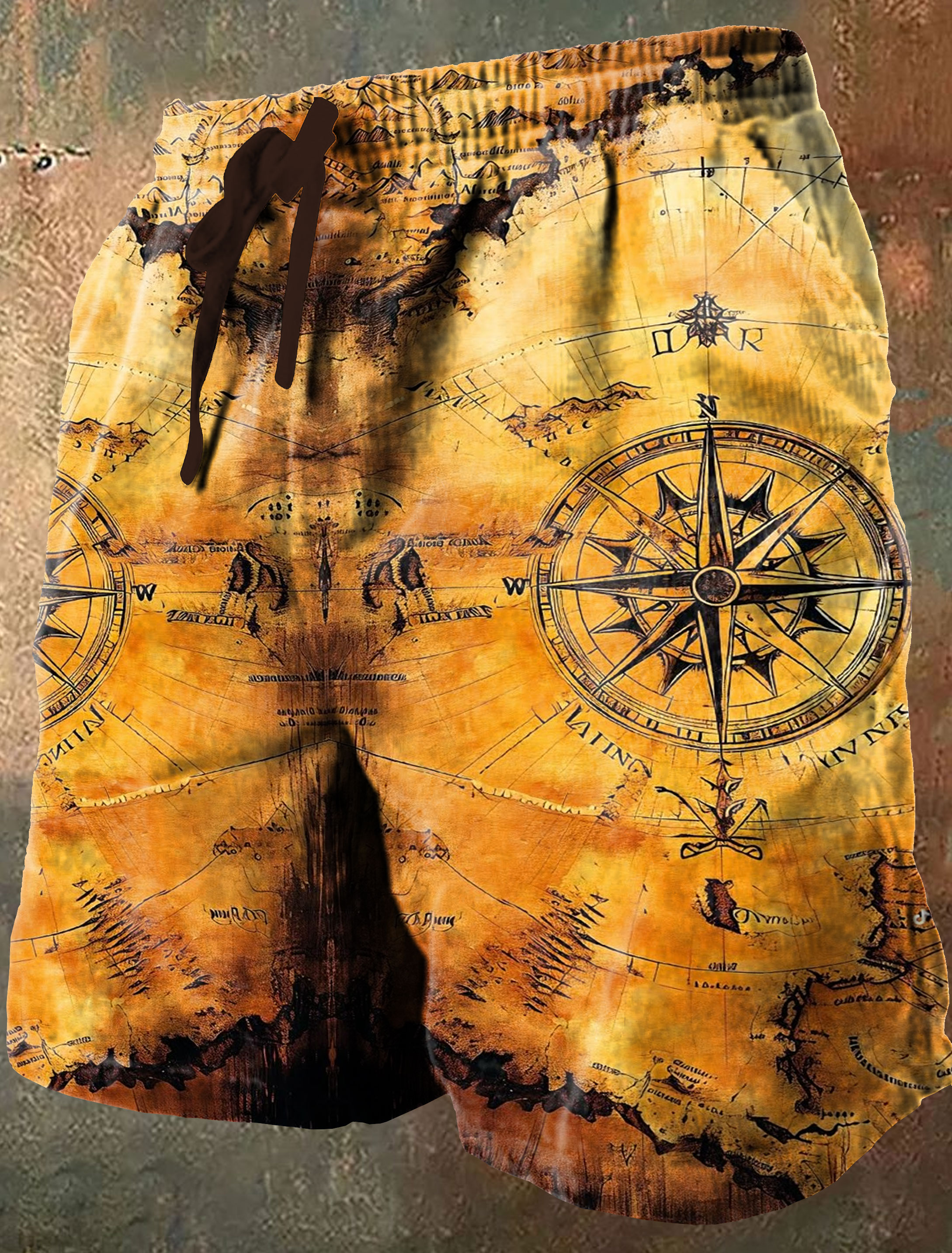 Vintage Art Print Casual Short Pants