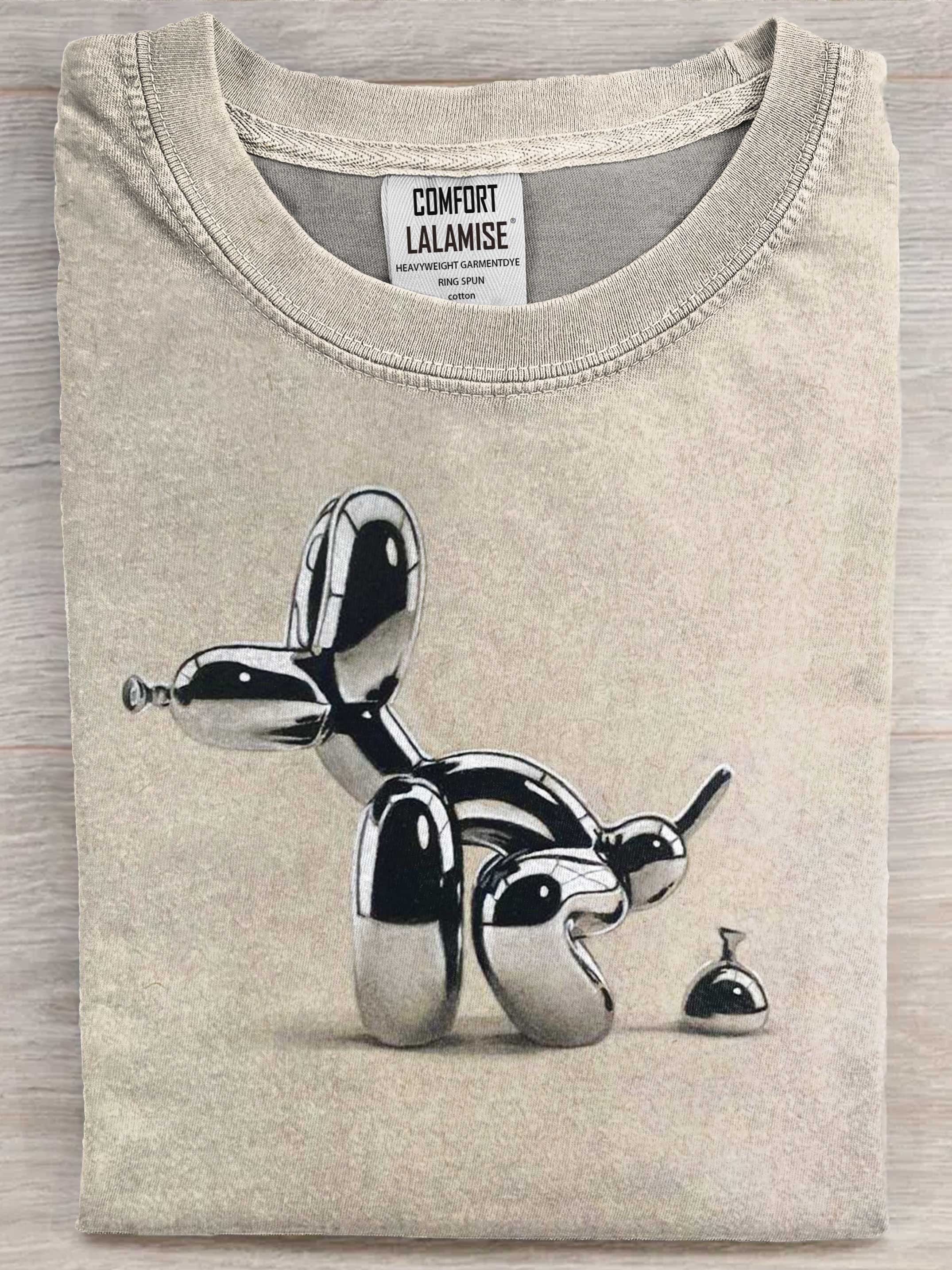 BALLOON DOG POOP Art Print Casaul Short Sleeve T-shirt