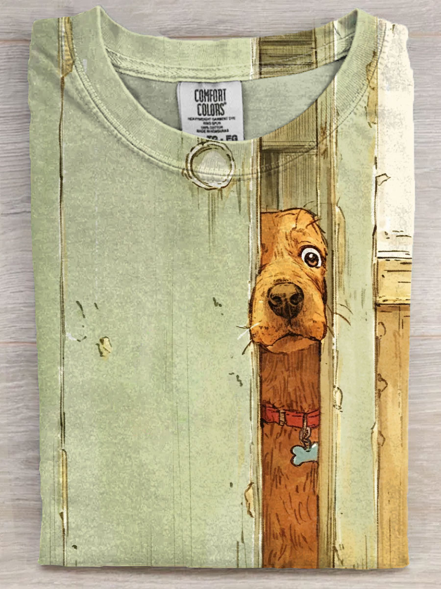 The Waiting Dog  Art Print Casaul Short Sleeve T-shirt