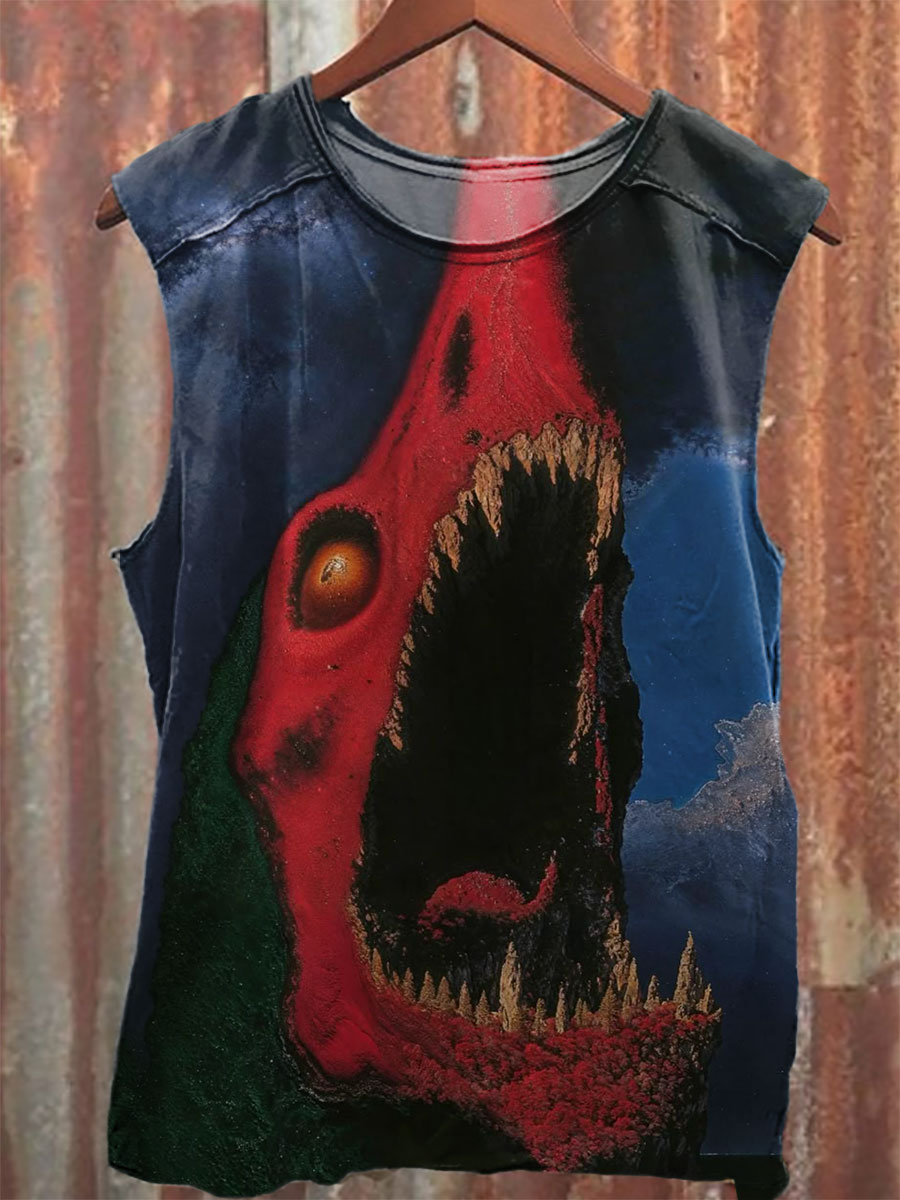 Vintage Dark Fantasy Print 100% Cotton Casual Tank Top