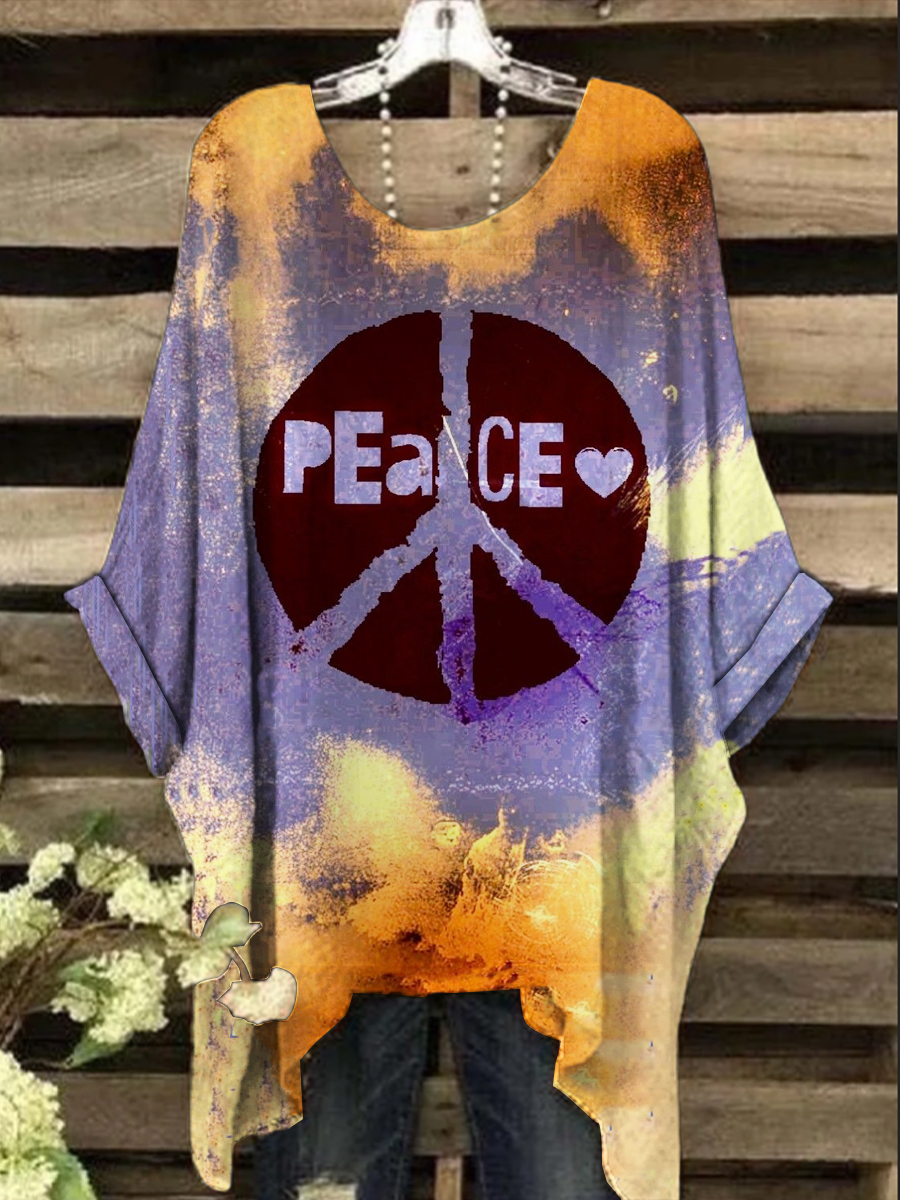 Women's Vintage Peace Print Design Top