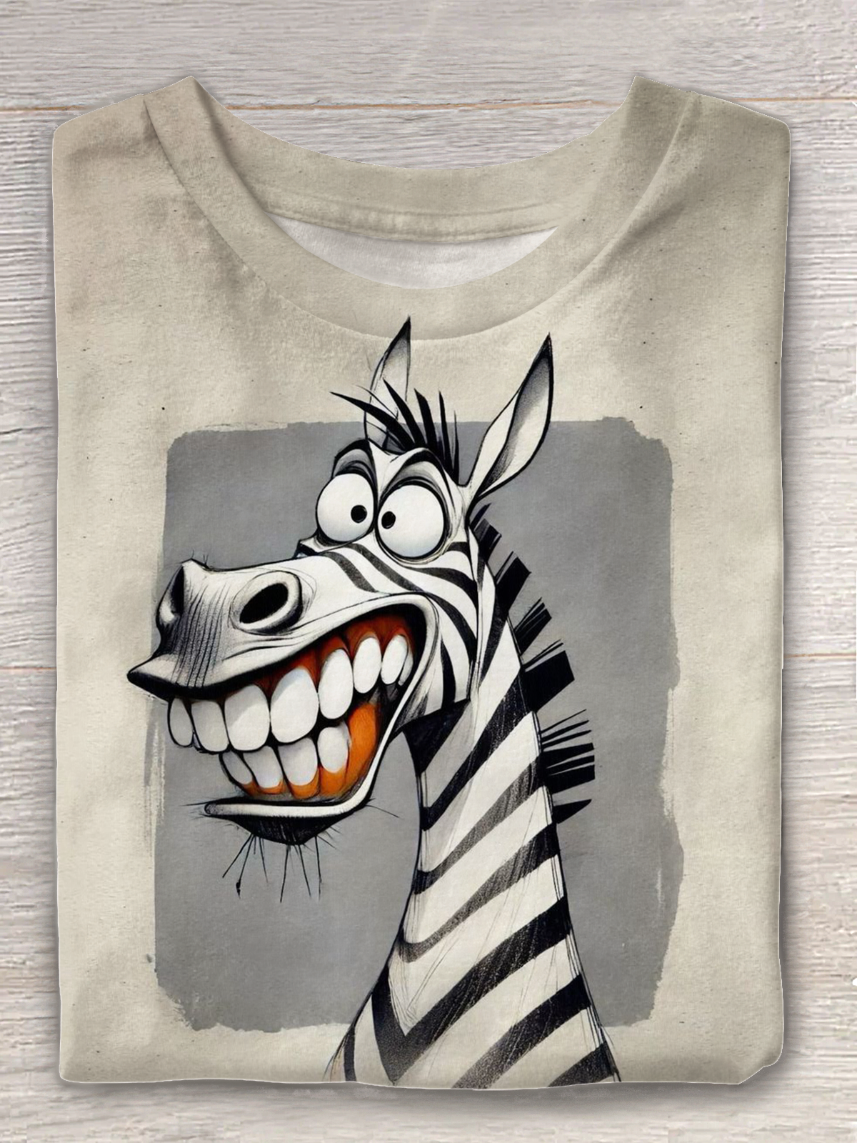 Funny Zebra Art Crew Neck T-shirt