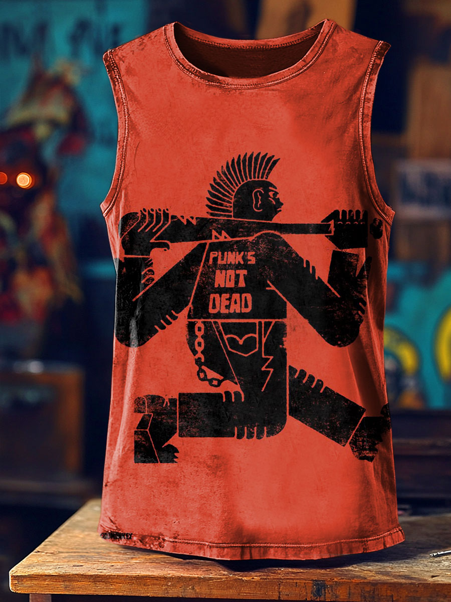 Vintage Print 100% Cotton Casual Tank Top