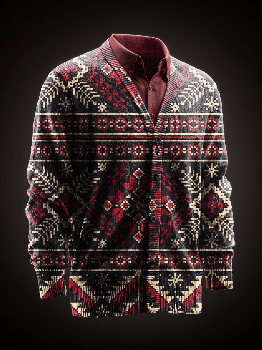 Art Printed Casual Cardigan Sweater