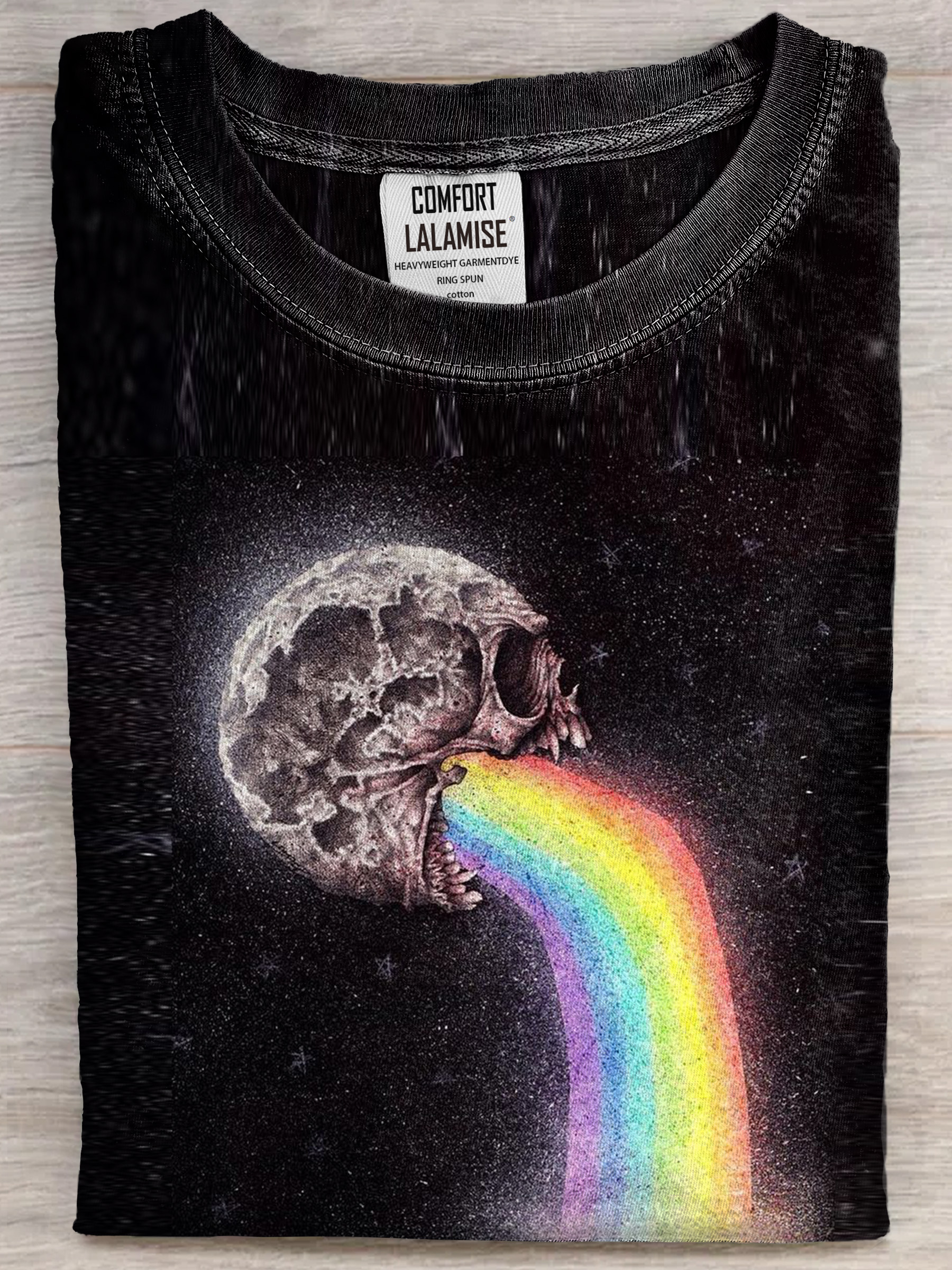 Vintage Funny Rainbow skull Art Print Casual Short Sleeve T-shirt
