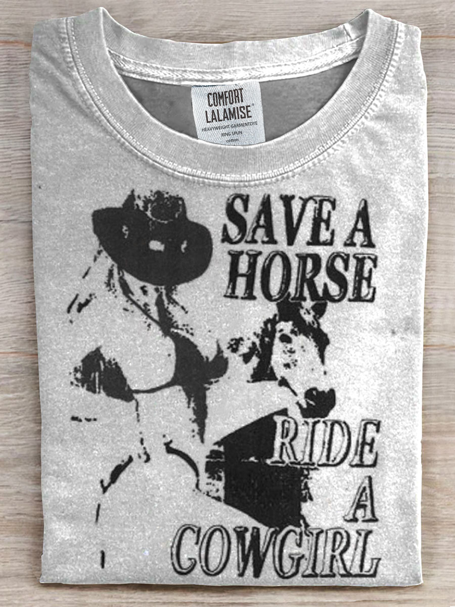 Cowgirl Print Casual T-shirt