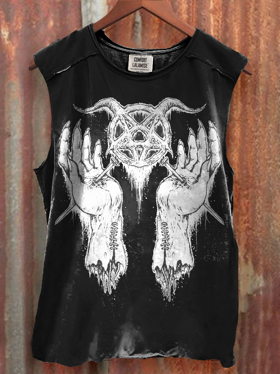 Dark Vintage Print 100% Cotton Casual Tank Top