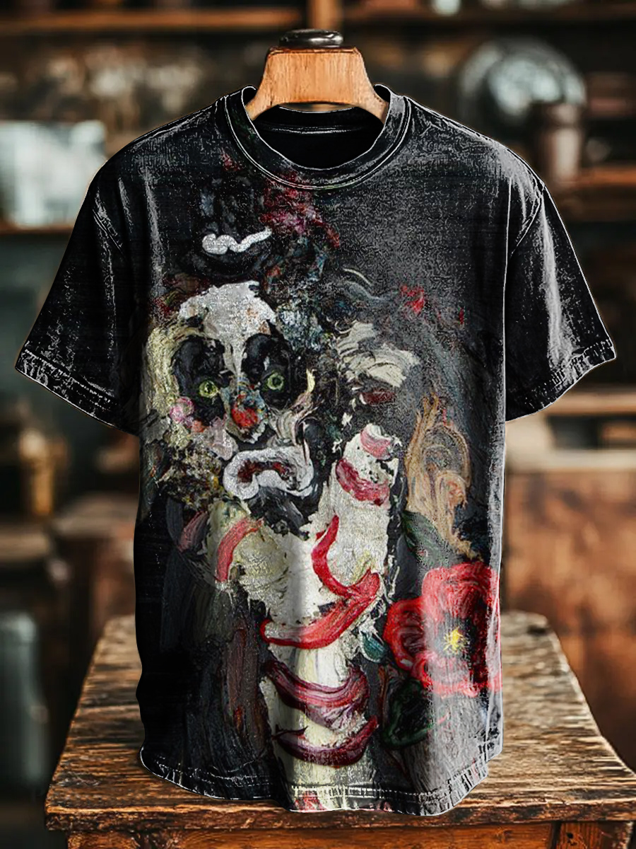 Retro Dark Abstract Art Print T-shirt
