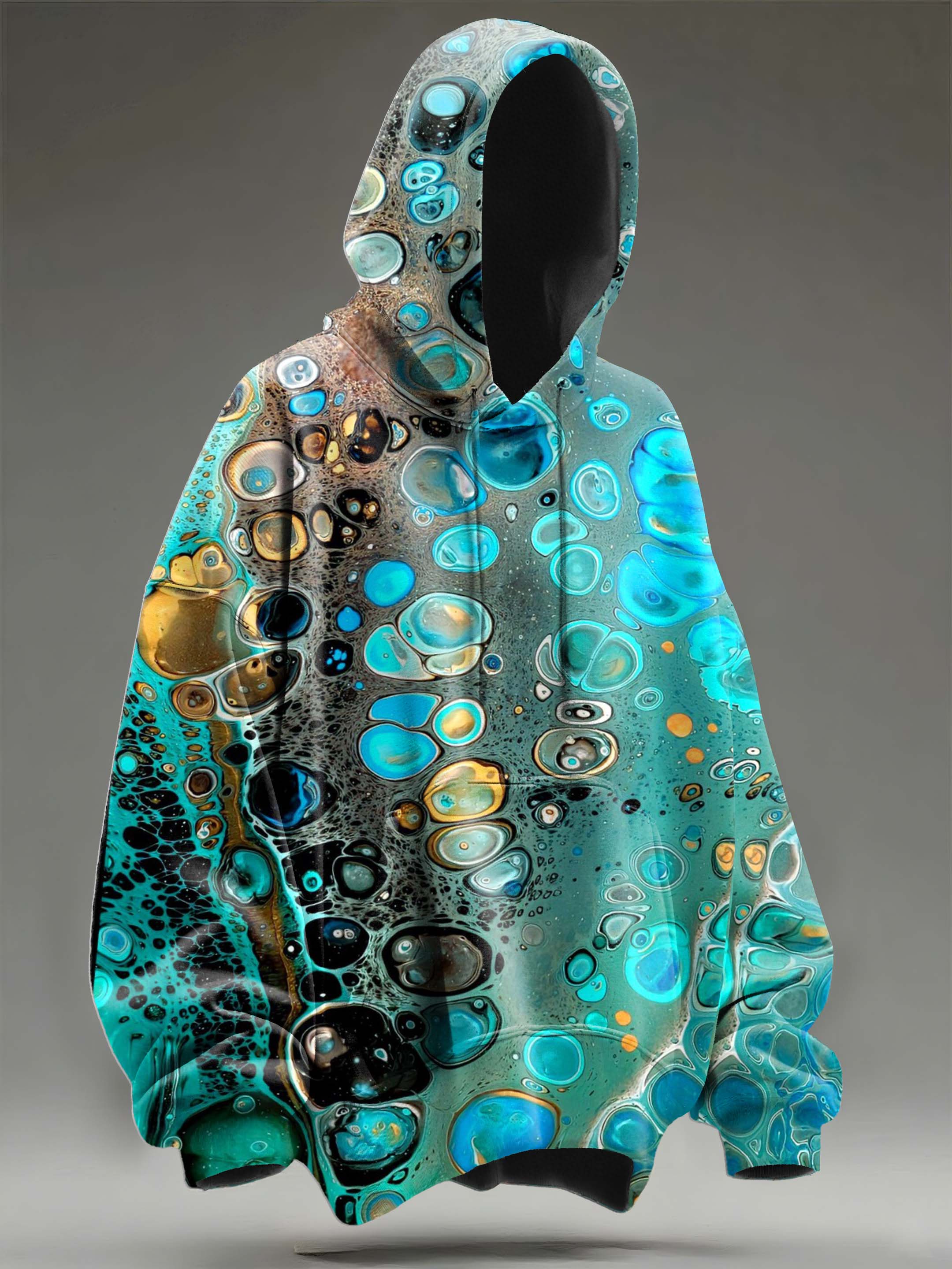 Blue Ocean Bubbles Abstract Art Texture Print Casual Hoodie Sweatshirt